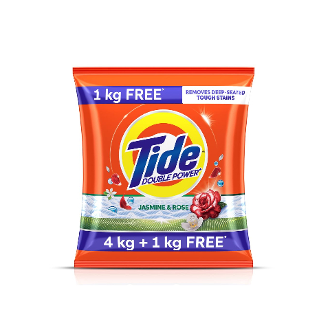 Tide Plus Double Power Washing Detergent Powder (Jasmine & Rose) (4Kg+1Kg) - 5kg