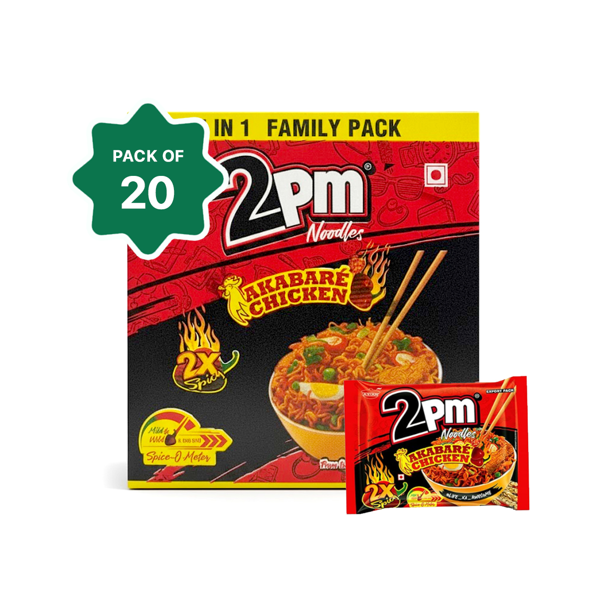 2pm 2X Spicy Akabare Chicken Noodles (100gm) - 20pcs