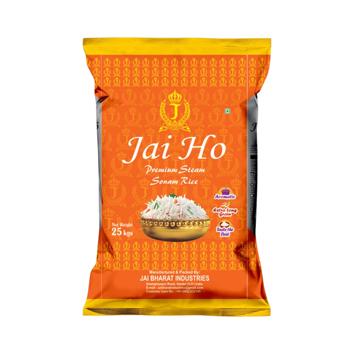 Jai Ho Premium Steam Sonam Rice - 25kg