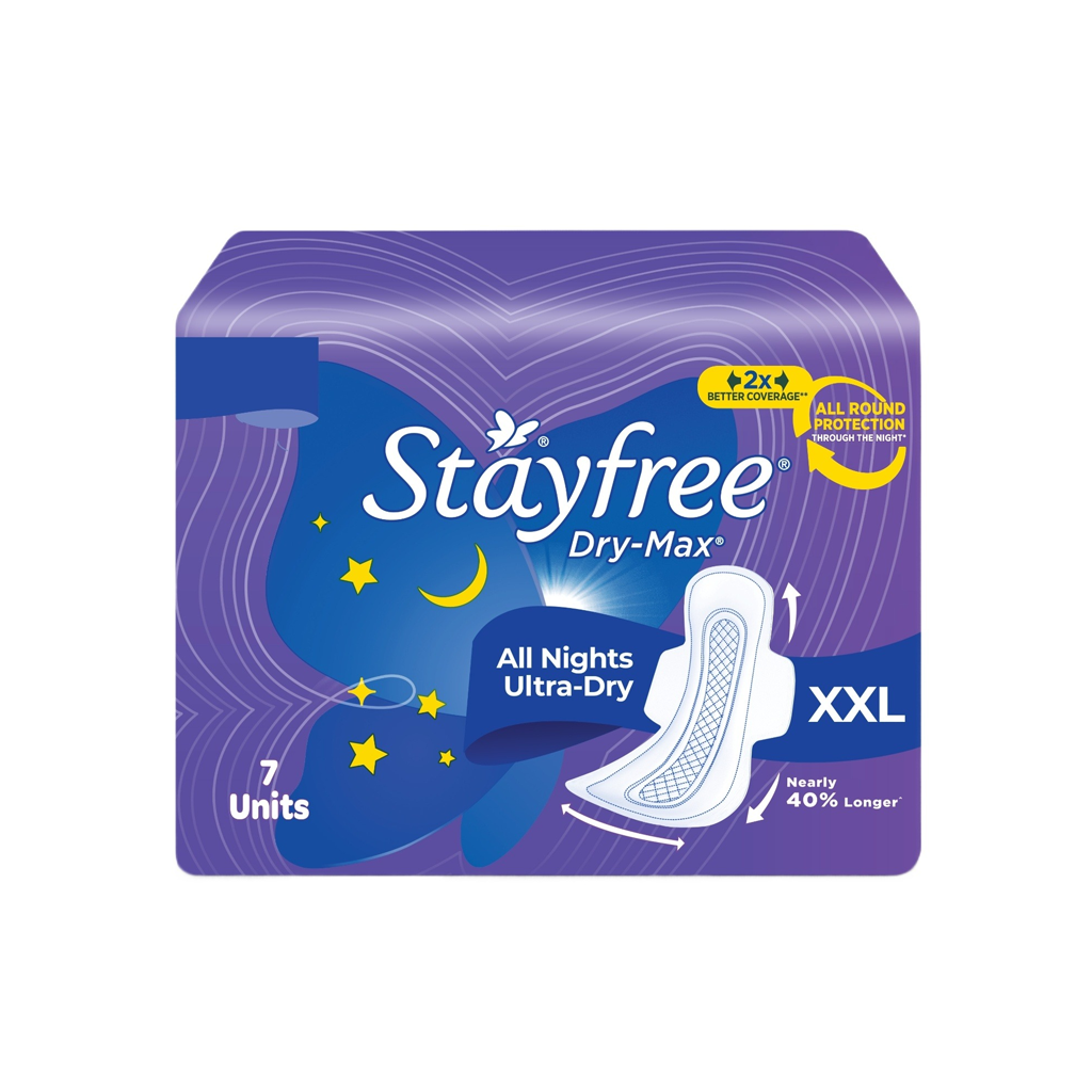 Stayfree Dry Max All Night Sanitary Pads (Extra Large Wings) - 1pkt