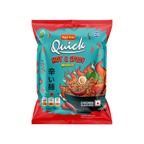 Wai Wai Quick Hot & Spicy Noodles (100gm) - 1pcs