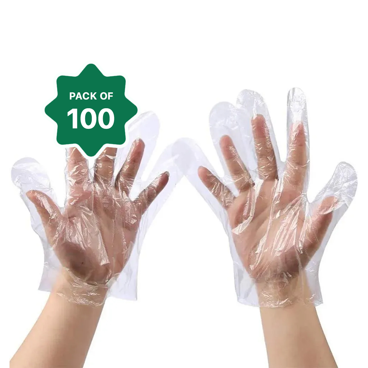Disposable Transparent Food Safe Clear Plastic Gloves - 100pcs